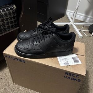 Nike Men's Black Air Force One’s All-Black Low-Top Sneakers